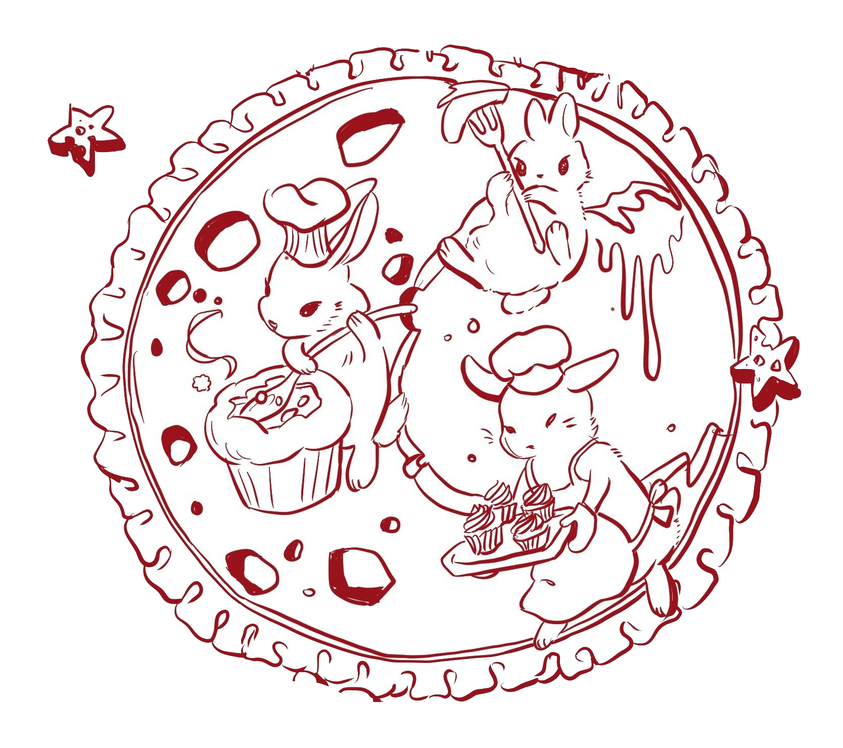 Moon made of cheese with rabbits